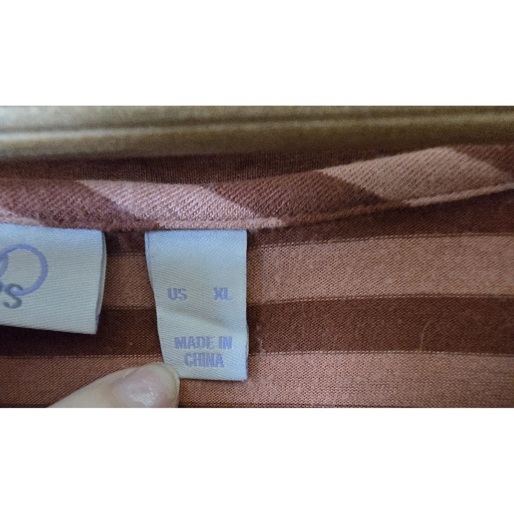 LOGO Layers Tank Top Womens XL Mauve Striped A272858 Sharkbite Hem Sleeveless - Picture 3 of 6
